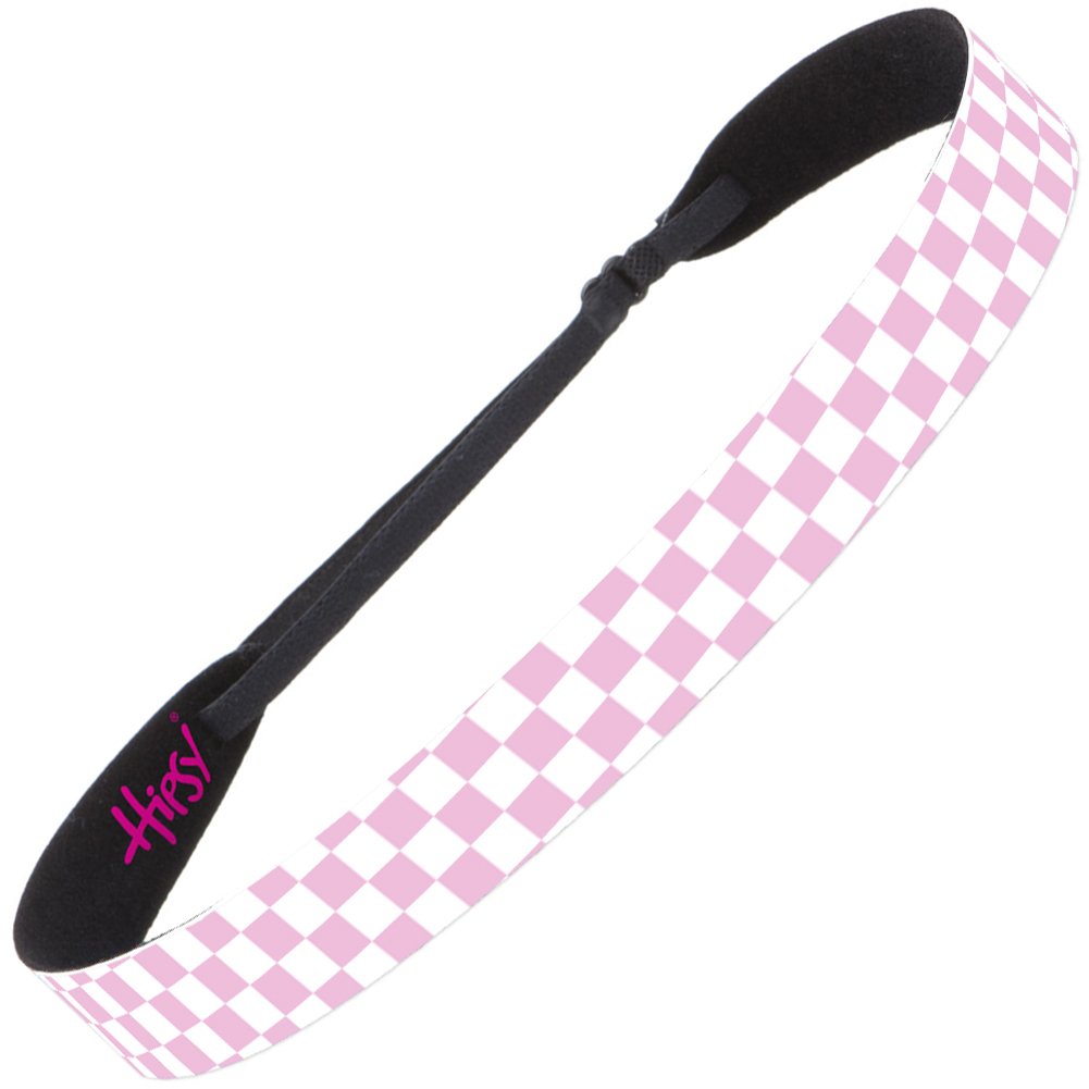Hipsy Women's Adjustable No-Slip Checkerboard Wide Headbands - 3 Pack Light Pink - Stylish Hair Accessories for Workouts, Yoga, and Everyday Fashion