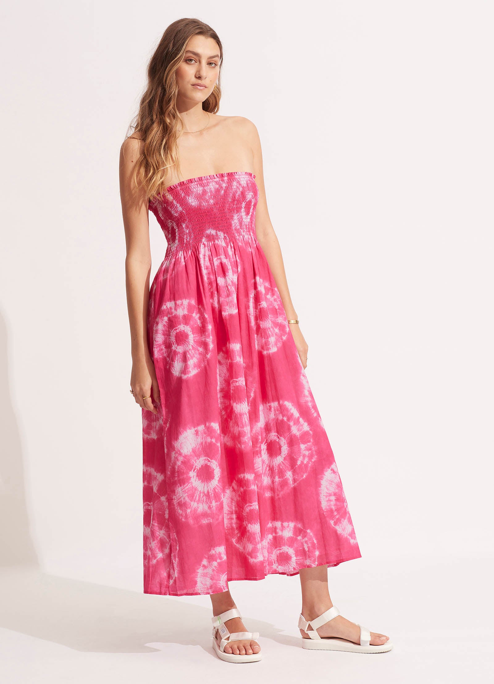 Tie Dye Maxi Skirt Dress - Rose Pink Boho Chic Flowy Beach Cover Up for Women | Perfect for Summer Vacations, Music Festivals & Beach Outings