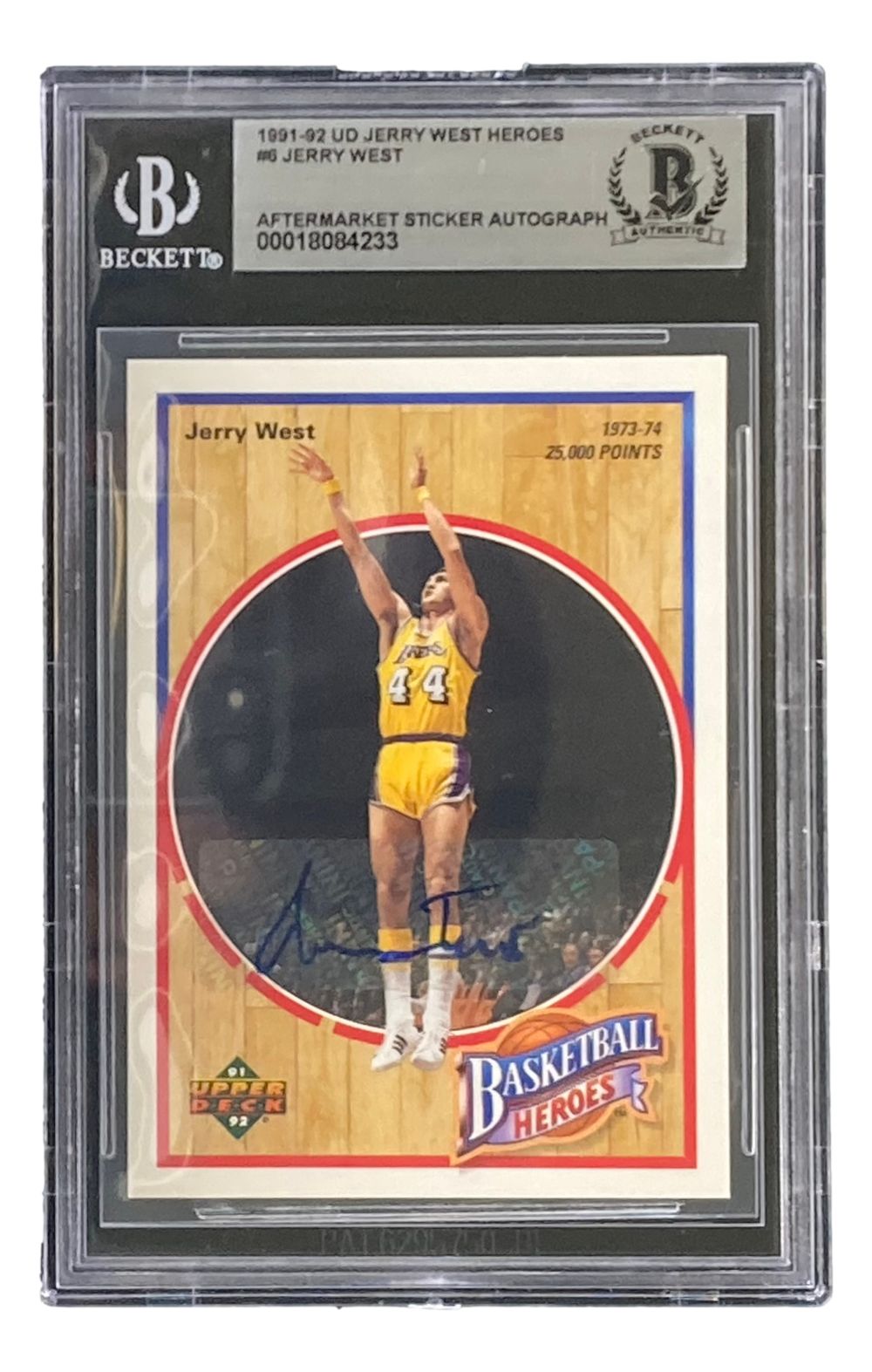 Jerry West Autographed 1991-92 Upper Deck Heroes #6 Lakers Basketball Trading Card - Perfect for NBA Memorabilia Collectors and Lakers Fans