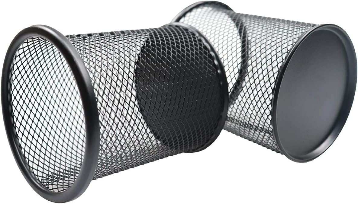 4 Pack Black Metal Mesh Pen Holder Cup - Desk Organizer for Pencils, Pens & Office Supplies | Perfect for Home, Office & School Use