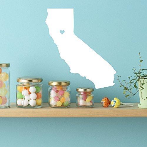 California State Decal with Heart - Premium Vinyl Wall Art Sticker for Home, Bedroom, Living Room Decor - Perfect for DIY Home Decoration, Housewarming Gifts & Nursery Wall Art