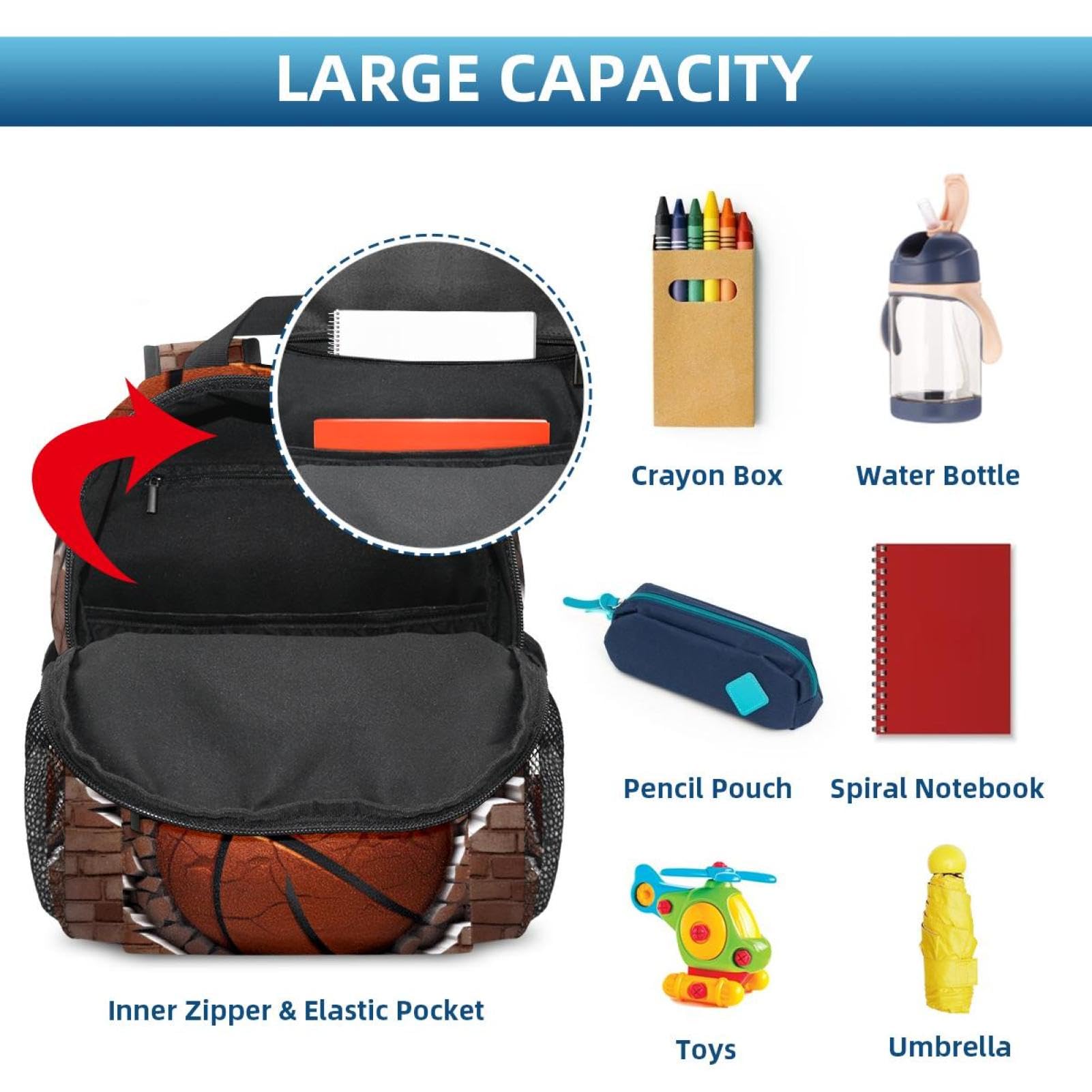Premium Travel & Work Backpack - Durable Ball Basketball Wall Texture Design - Perfect for Commuting, Gym, School & Outdoor Adventures