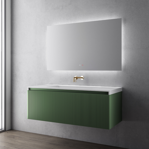 Belbagno Rimini Wall Mounted Bathroom Vanity in Rainforest Green - Modern Floating Sink for Small Bathrooms & Powder Rooms