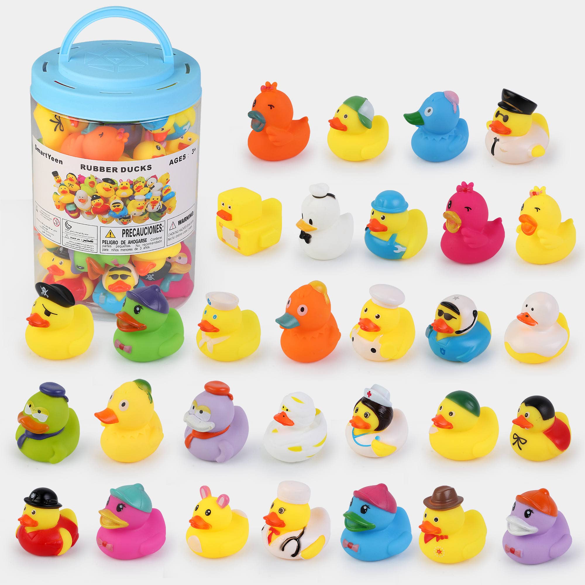 30-Piece Assorted Rubber Duck Bath Toys for Toddlers 1-3 Years - Soft Baby Pool & Bathtime Fun - Perfect Birthday Gift for Kids - Great for Bath Time, Pool Parties & Sensory Play