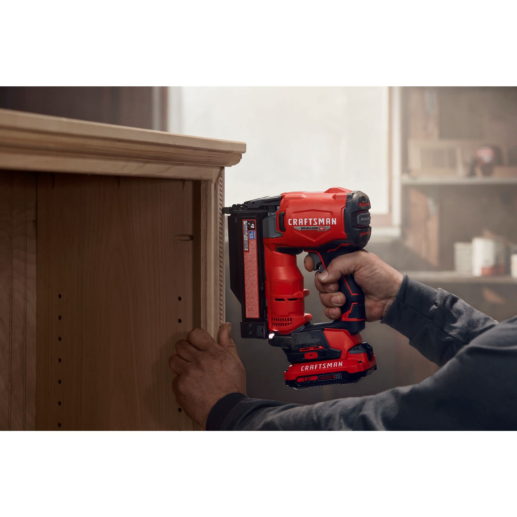 CRAFTSMAN V20 Cordless 23-Gauge Pin Nailer Kit with Battery & Charger (CMCN623C1) - Perfect for Trim Work, Cabinetry, and DIY Home Projects