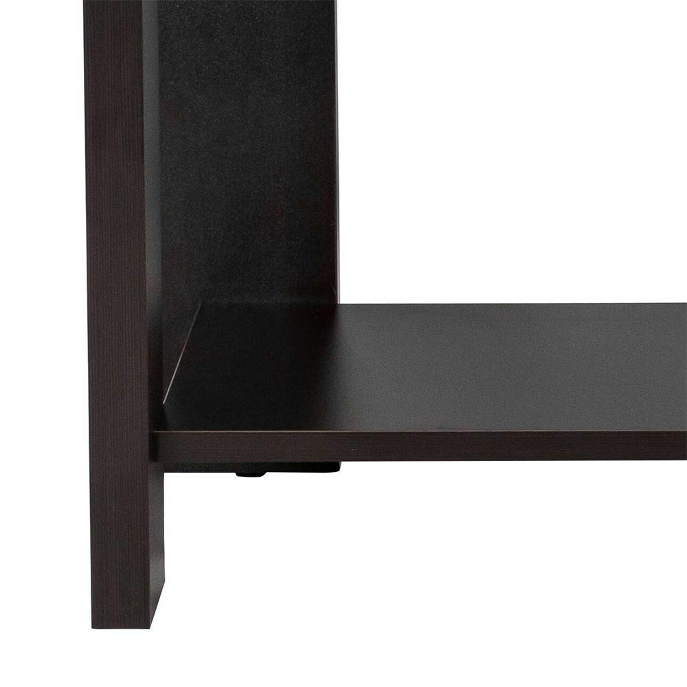 Dark Brown Coffee Wood Rectangular Cocktail Table with Storage Shelf - 31.5