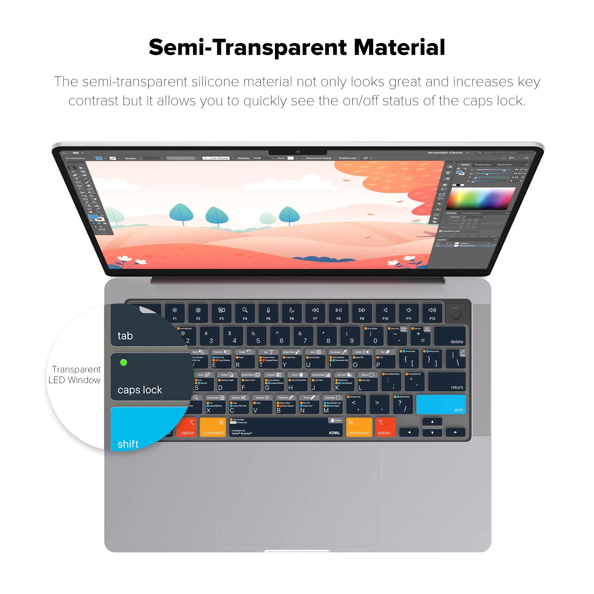 JCPal Adobe Illustrator Shortcut Keyboard Cover for MacBook Pro 14