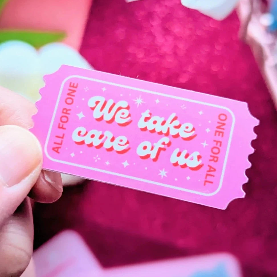 We Take Care of Us Sticker - Motivational Decal for Laptop, Water Bottle & Car - Inspirational Self-Care Reminder for Office, Home & School
