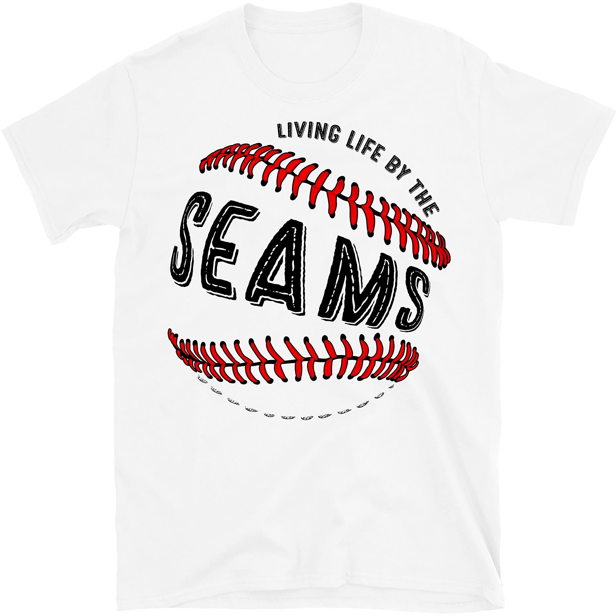 Living Life by The Seams Baseball Lover T-Shirt - Comfortable Cotton Tee for Baseball Fans, Players & Coaches - Perfect for Games, Practices & Casual Wear