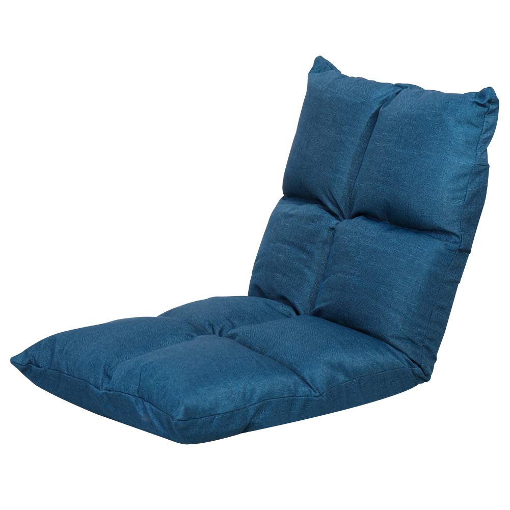 Adjustable Memory Foam Floor Chair - Foldable Gaming Sofa Chair with Backrest, Single Lazy Recliner for Adults (Gray/Blue Eight Grid) - Perfect for Gaming, Reading, Meditation & Small Space Living