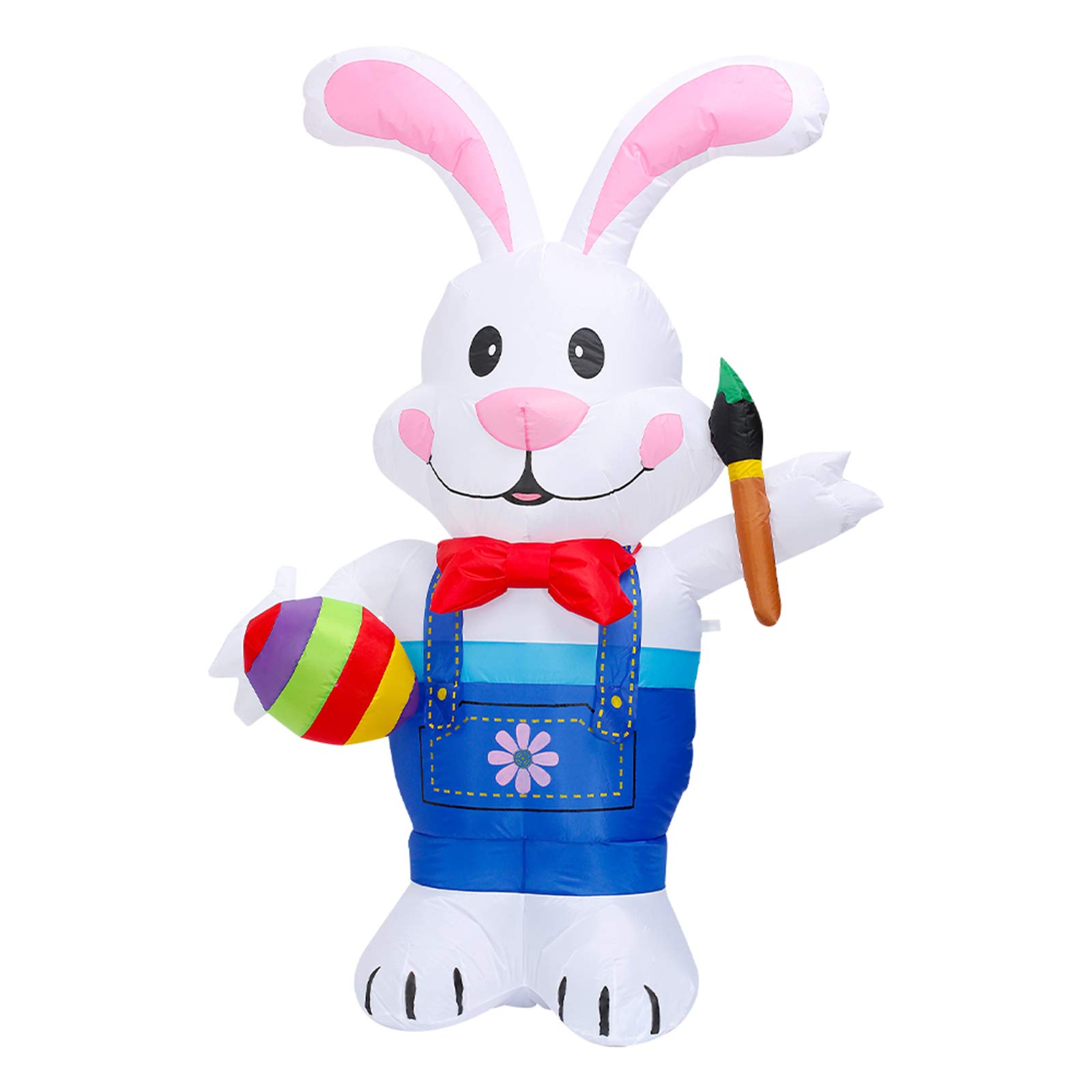 HYLOOD 6Ft Lighted Easter Inflatable Bunny with Paintbrush & Egg - Outdoor LED Yard Decorations for Easter, Spring Garden, Lawn & Party Decorations - Perfect for Easter Egg Hunts, Backyard Celebrations & Holiday Festivities