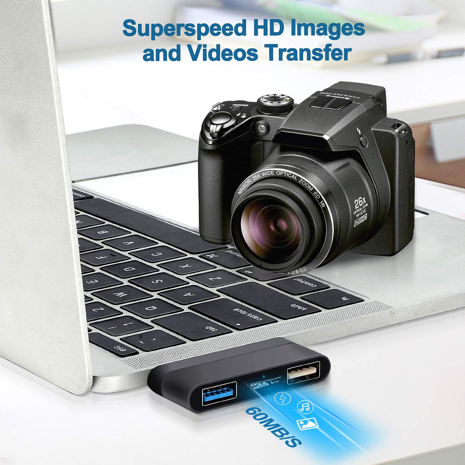3-in-1 USB C Hub for iPad Pro & MacBook - USB 3.0 Port, microSD Card Reader - Compatible with iPad Pro 2020/2019/2018 & MacBook Pro/Air (Space Gray) - Perfect for Work, Travel & Home Office Connectivity