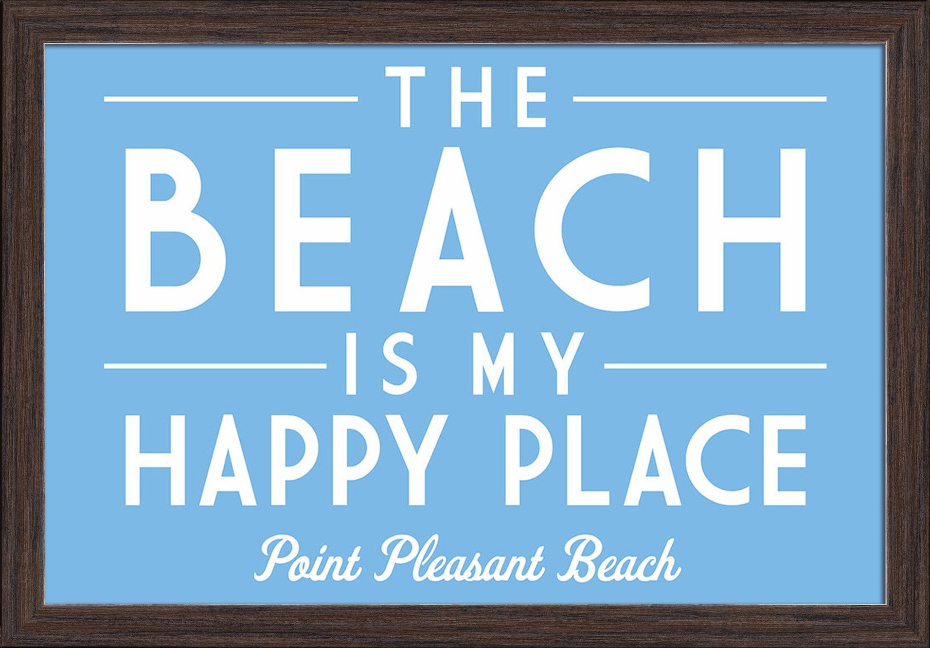 Point Pleasant Beach New Jersey Fine Art Print - 16x24 Giclee on Recycled Wood Frame in Espresso Brown - Coastal Wall Decor for Living Room, Bedroom & Office