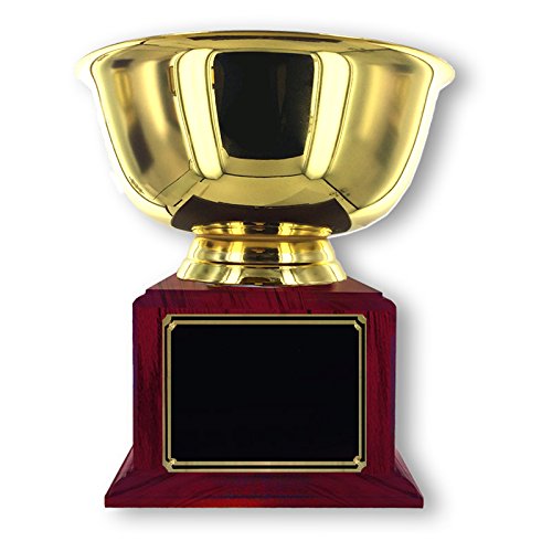 Customizable 6 Inch Gold Polish Paul Revere Trophy Bowl on Wood Base - Personalized Awards & Gifts for Corporate Events, Sports Achievements & Retirement Ceremonies