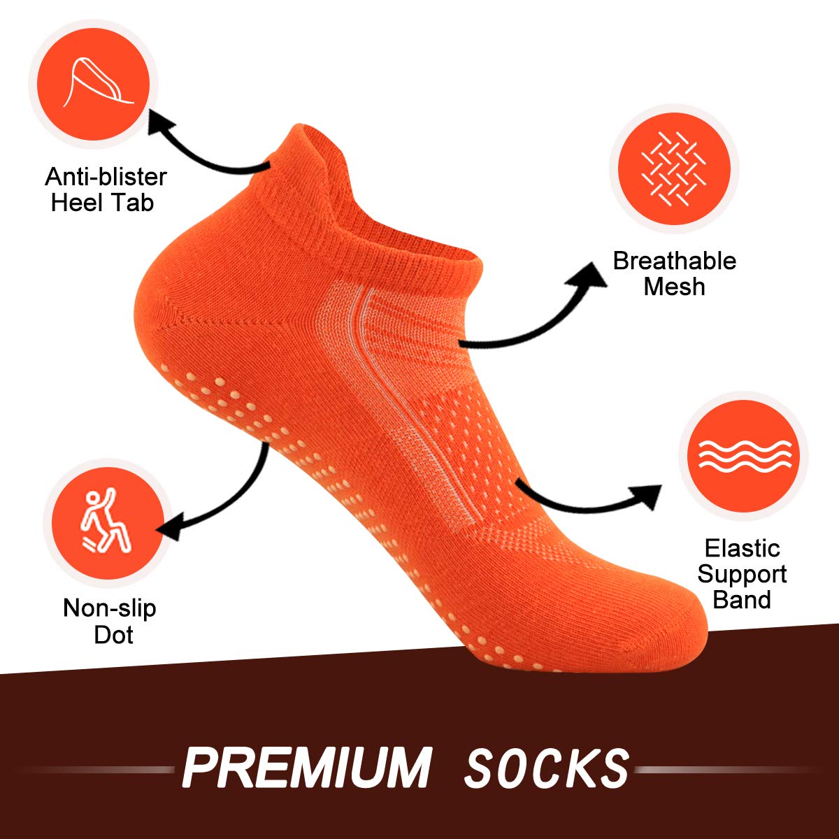 Non-Slip Yoga Socks for Women - Anti-Skid Pilates & Bikram Fitness Socks with Grip Dots - Perfect for Hot Yoga, Barre Workouts & Home Exercise