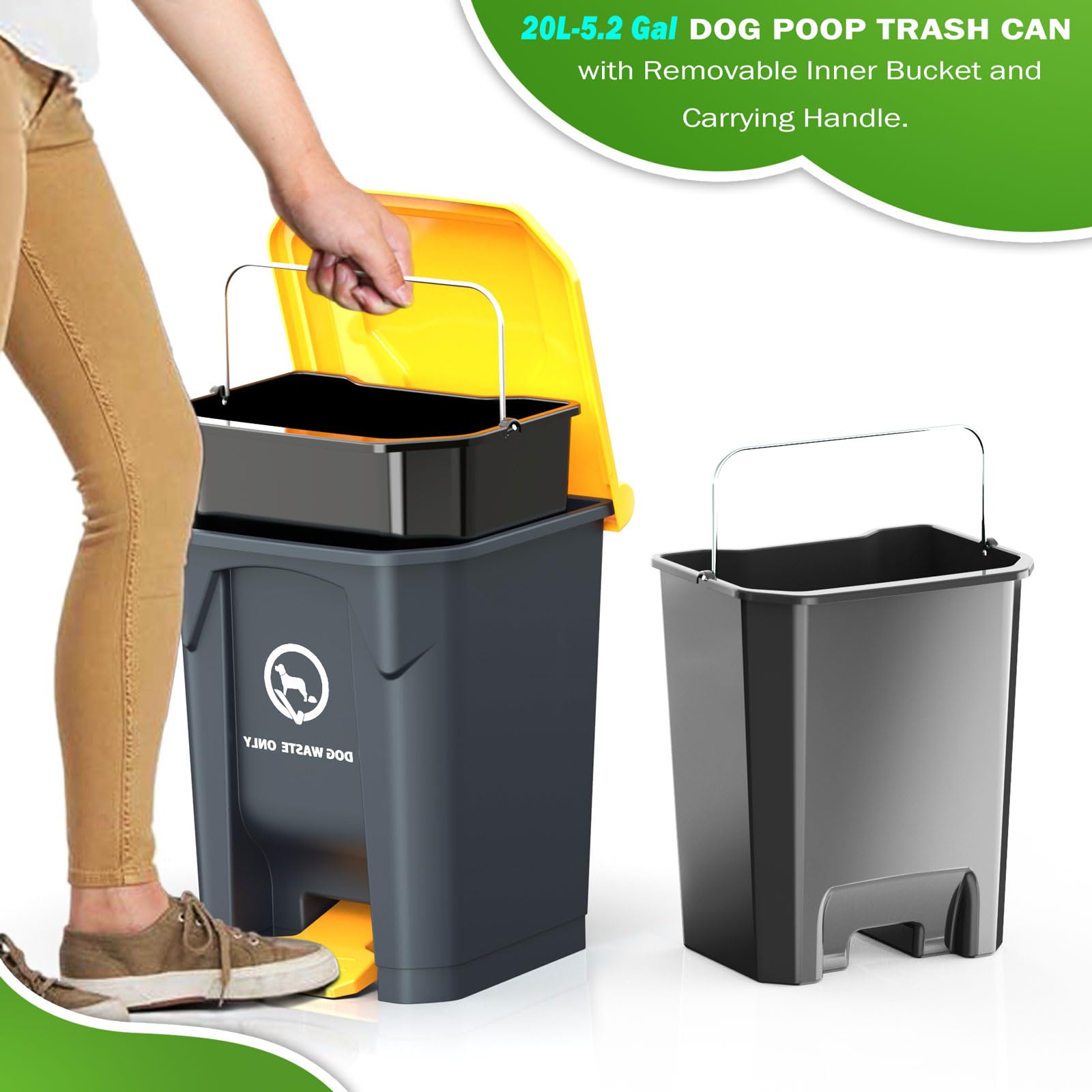 15L/4 Gallon Outdoor Dog Waste Station with Pooper Scooper & 60 Free Bags - Metal Pet Waste Disposal System with Inner Bucket for Small to Large Dogs - Perfect for Backyards, Parks & Dog Walking Areas