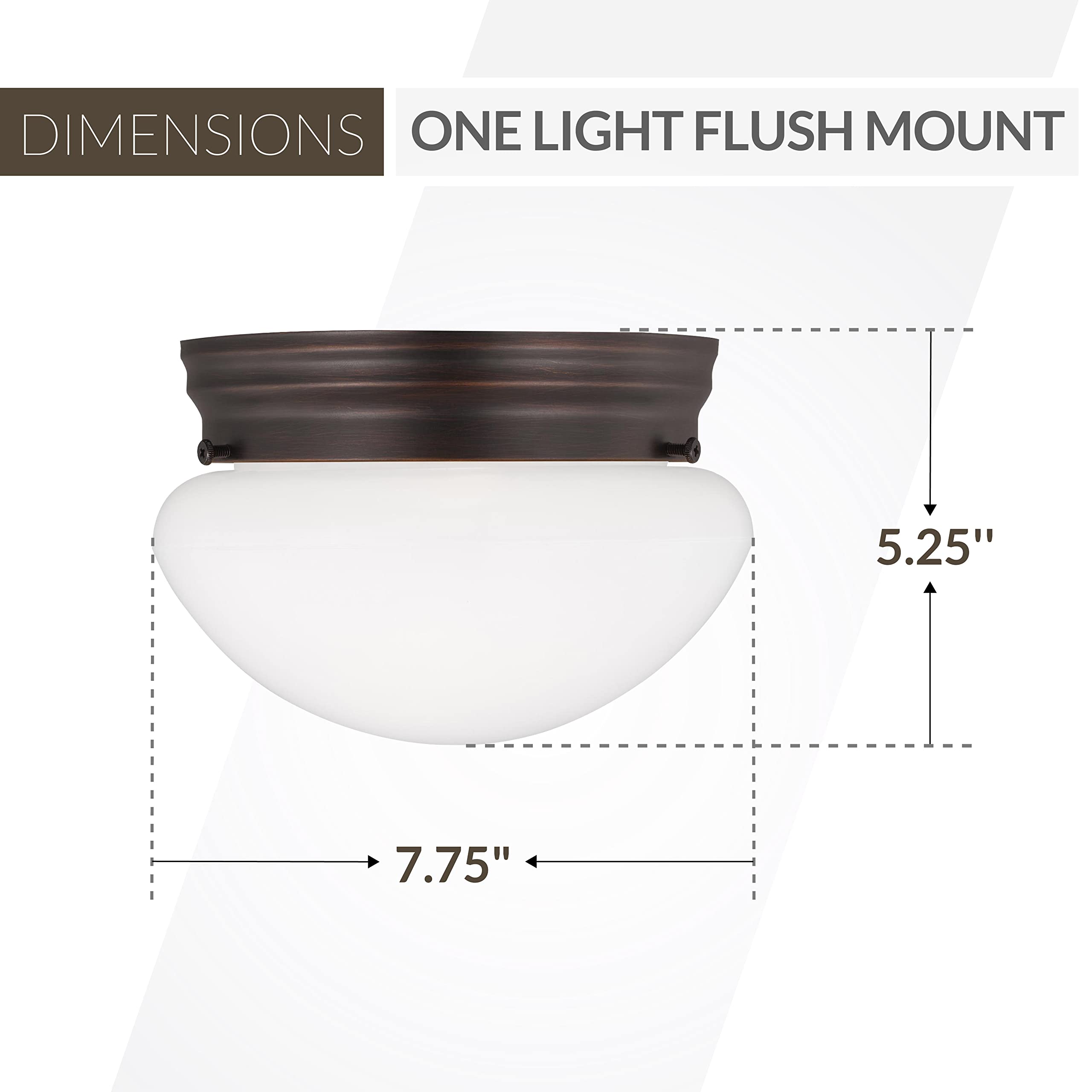 Generation Lighting 5326-710 Webster One-Light Bronze Flush Mount Ceiling Fixture - Perfect for Bedroom, Hallway & Entryway Lighting