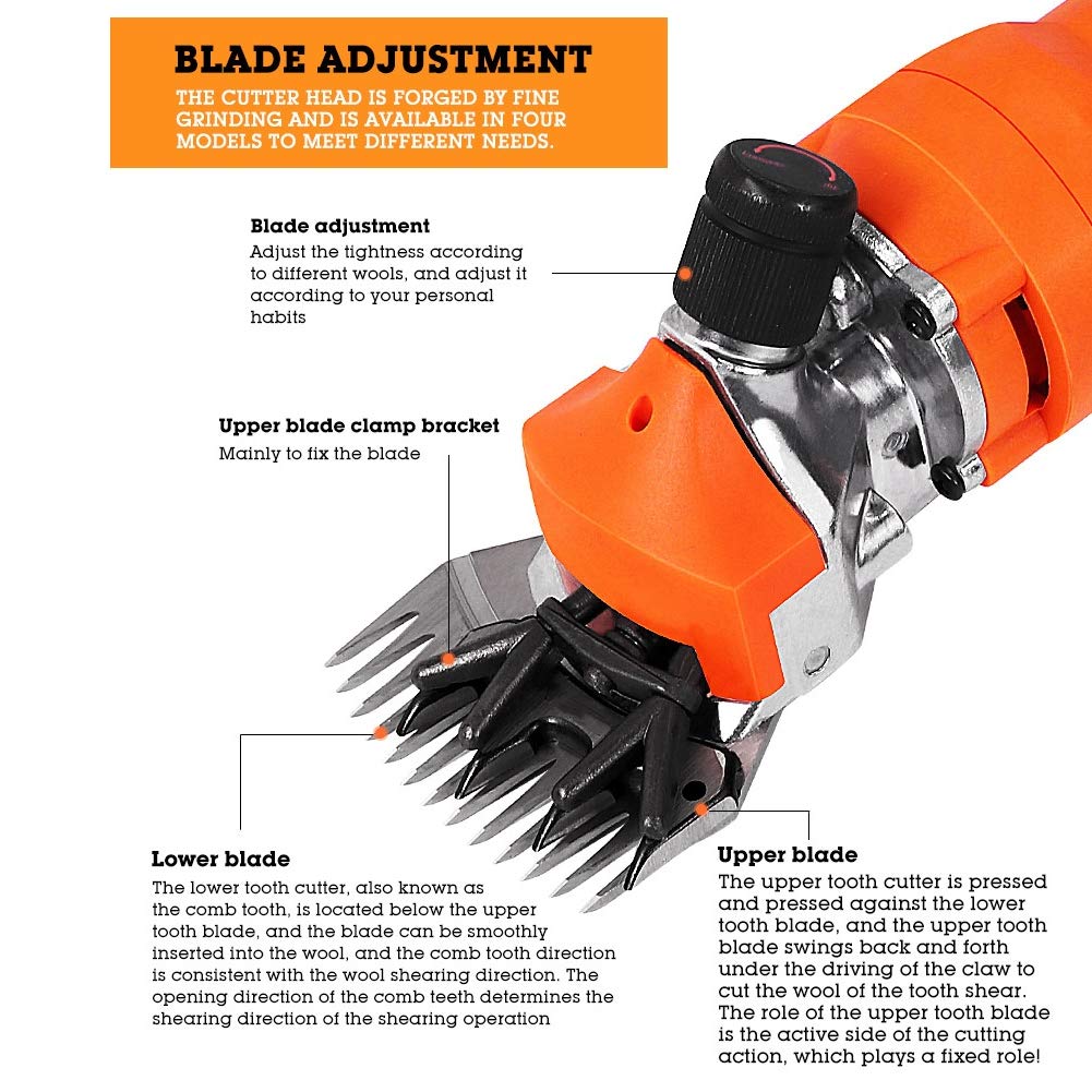 Professional Electric Sheep Shears & Goat Shears - 13 Teeth Straight Blade with Oscillating Blade for Wool Cutting, Animal Grooming & Hair Trimming - Perfect for Livestock Care, Farm Use & Pet Grooming at Home