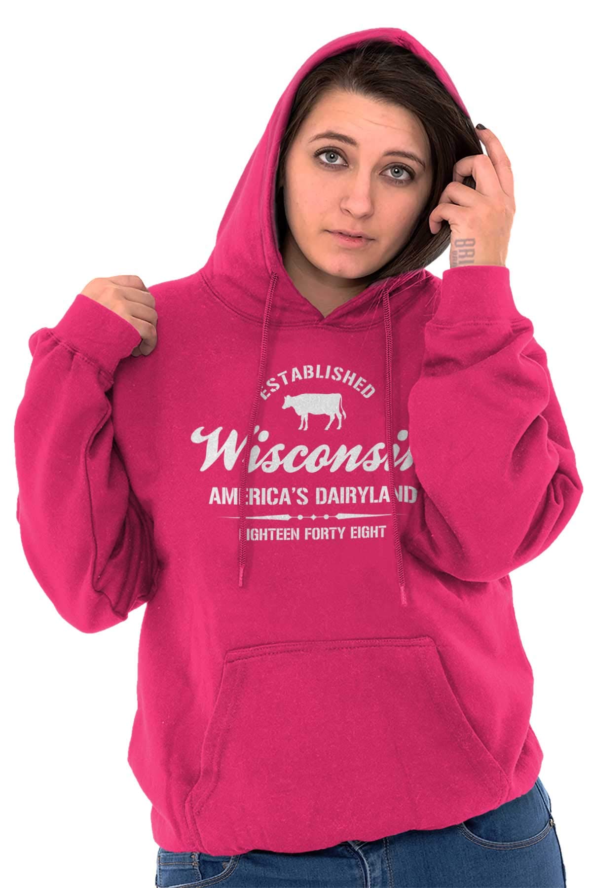 Classic Teaze Wisconsin America's Dairyland State Hoodie Sweatshirt for Women & Men - Cozy Unisex Pullover for College, Travel & Outdoor Activities