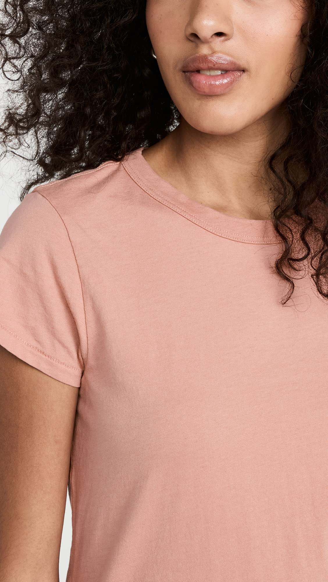 rag & bone Women's The Garment Dye Tee - Soft Mauve Pink Vintage Wash Cotton T-Shirt | XS Size | Casual Everyday Wear & Layering Essential