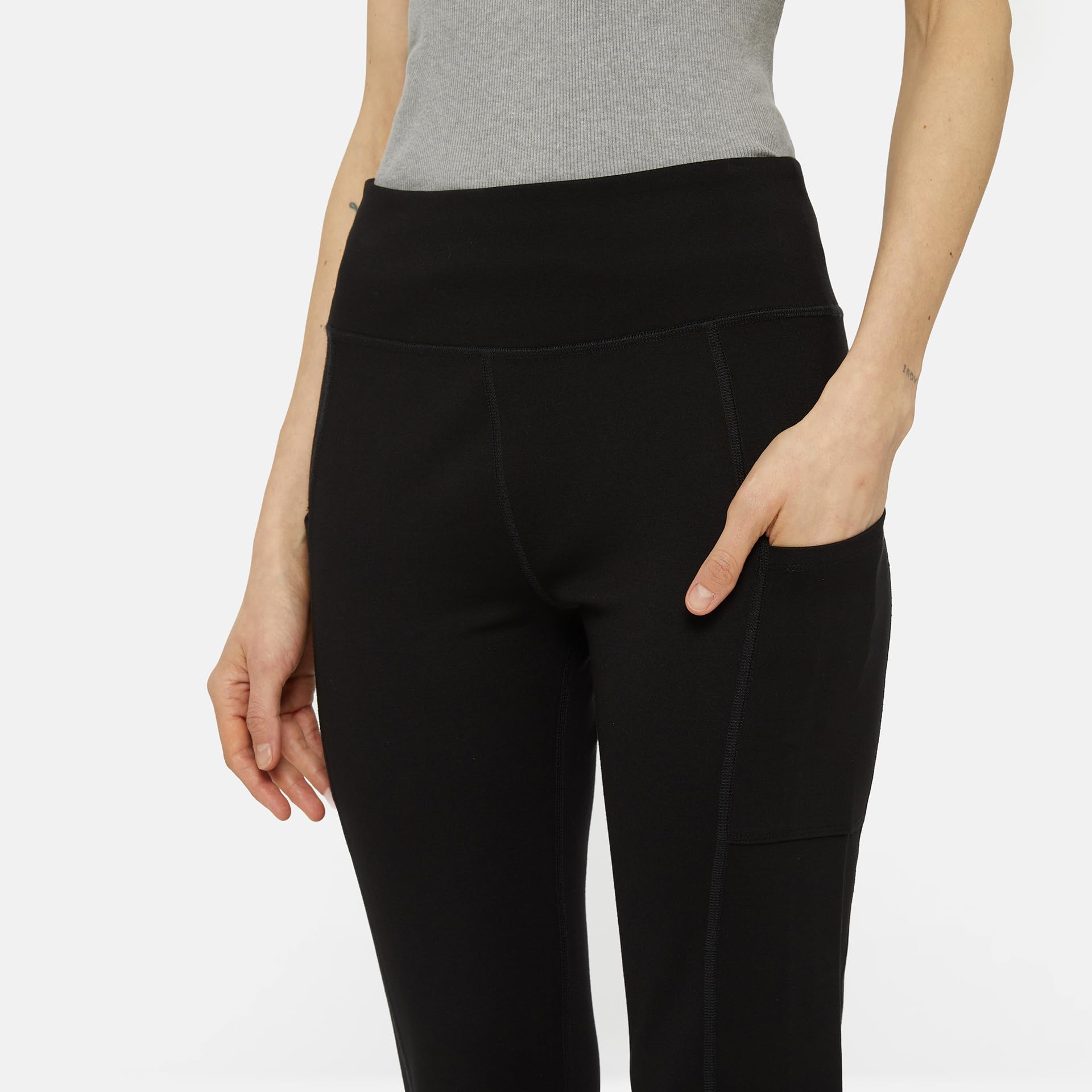 Dickies Women’s Double Pocket Leggings - High Waisted Yoga Pants with Side Pockets for Workout, Running & Everyday Wear