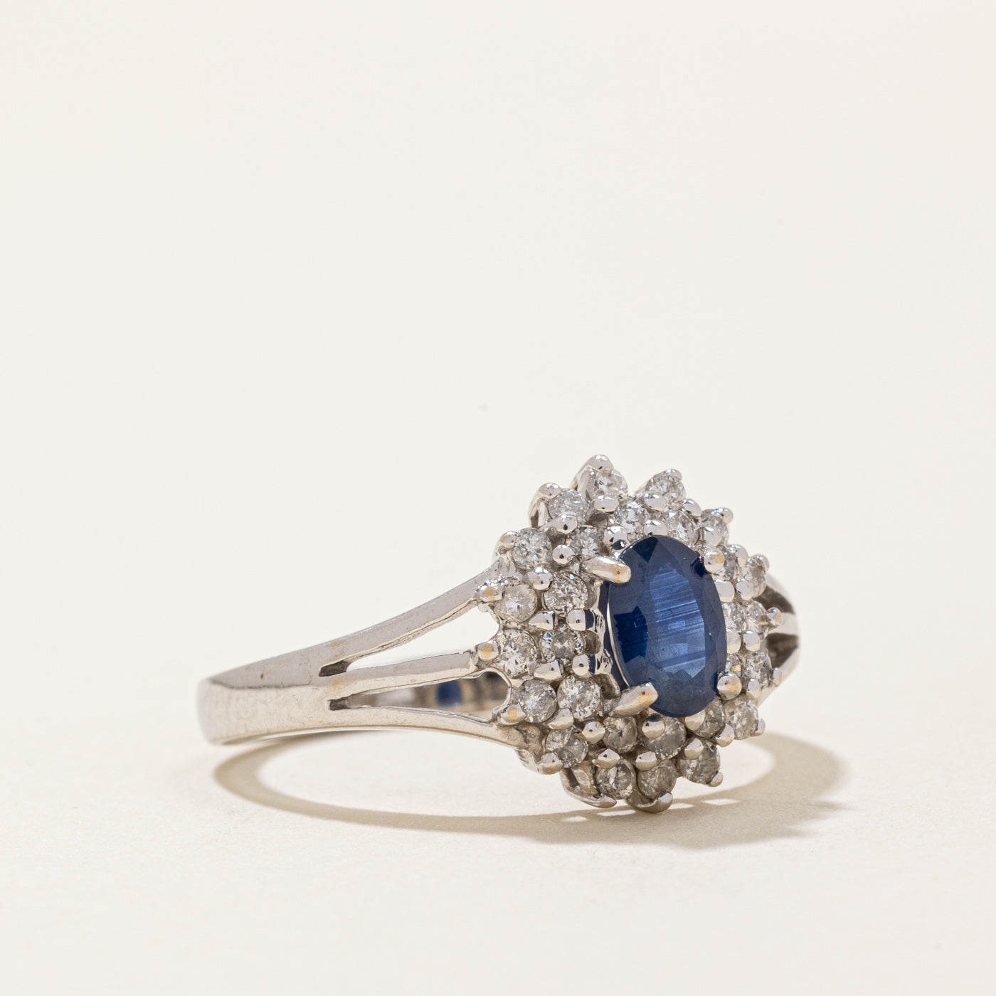 Exquisite 0.50ct Sapphire & Diamond Halo Engagement Ring (0.27ctw, Size 6.5) - Perfect for Wedding, Anniversary & Romantic Proposals