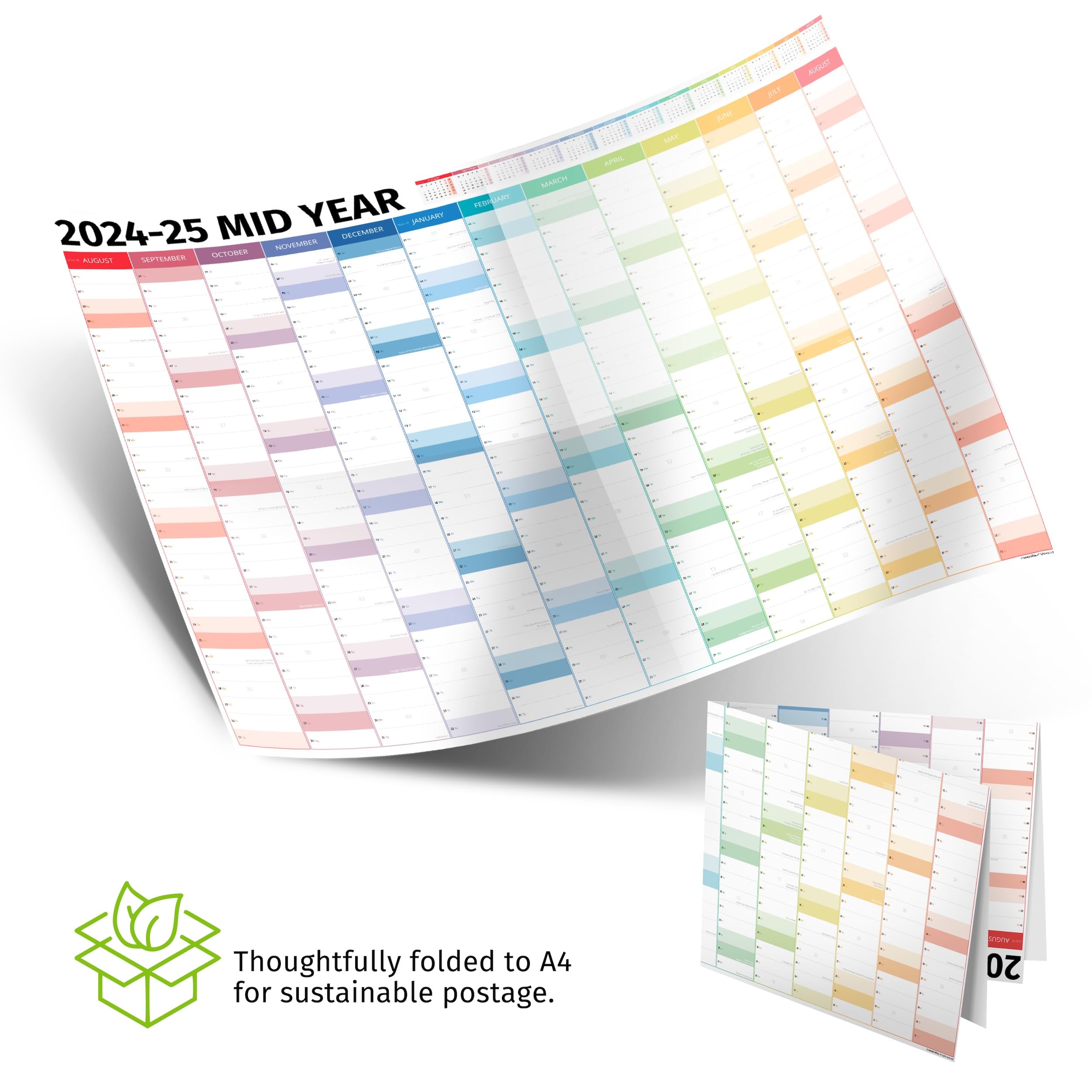 2024-2025 Academic Wall Planner - 14 Month Teacher & Student Calendar for School, Office & University - Folded Columns Edition - Perfect for Classroom Organization, Study Planning & Work Schedules