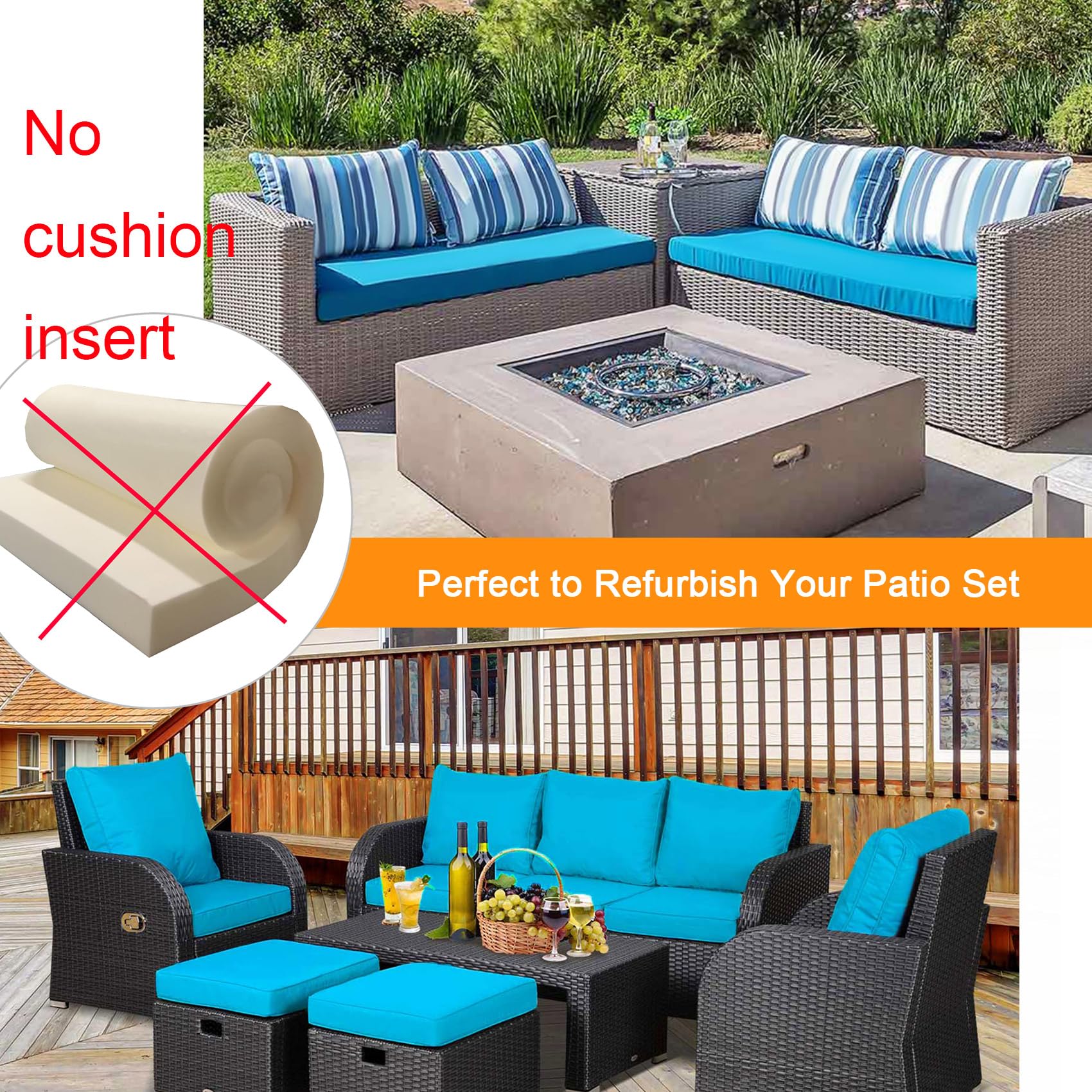 NettyPro 59-Inch Outdoor Patio Bench Swing Loveseat Cushion Covers - Water Resistant & UV Protection Slipcovers with Zipper - Perfect Replacement Covers for Garden, Backyard, Poolside & Patio Furniture