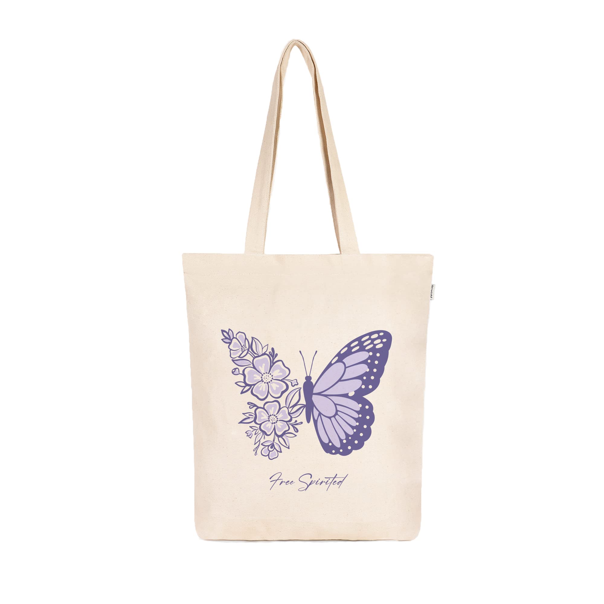 Ecoright 100% Organic Cotton Canvas Tote Bag with Zip for Women - Reusable Shopping Bag, College Backpack, Beach & Travel Tote - Perfect for Groceries, School, Vacation & Eco-Friendly Lifestyle