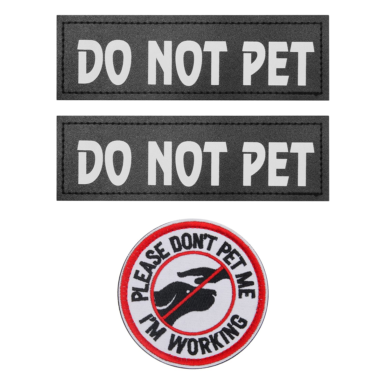 Coolrunner 2-Pack Reflective Dog Patches + 1 Embroidered 'Do Not Pet' Patch for Large Dog Vests & Harnesses (6.3 x 2 in) - High Visibility Safety Gear for Night Walks, Training, and Service Dogs