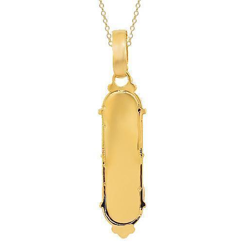 14K Yellow Solid Gold Diamond Mezuzah Pendant Necklace - 0.25 Carat Total Weight - Elegant Jewish Jewelry for Home Blessing & Gift Giving