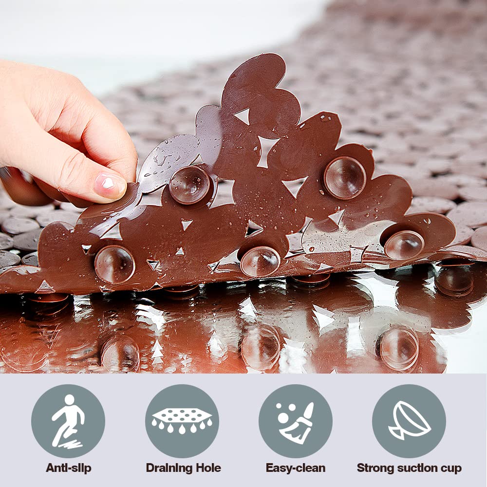Non-Slip Pebble Bathtub Mat with Suction Cups - 16