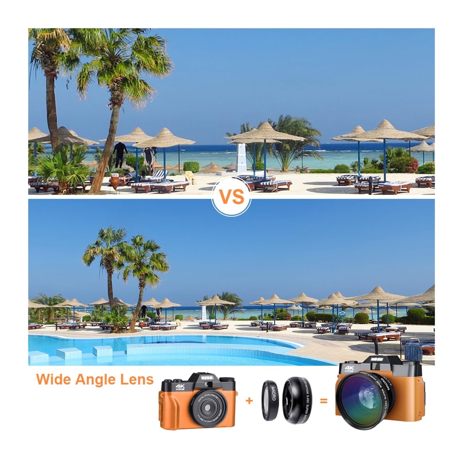 MZZYG 4K Vintage Digital Camera with Auto Focus, 52mm Wide Angle Lens & WiFi - Compact Video Camera for Photography, Vlogging, Streaming (32GB TF Card, White) - Perfect for Travel, YouTube, and Social Media Content Creation