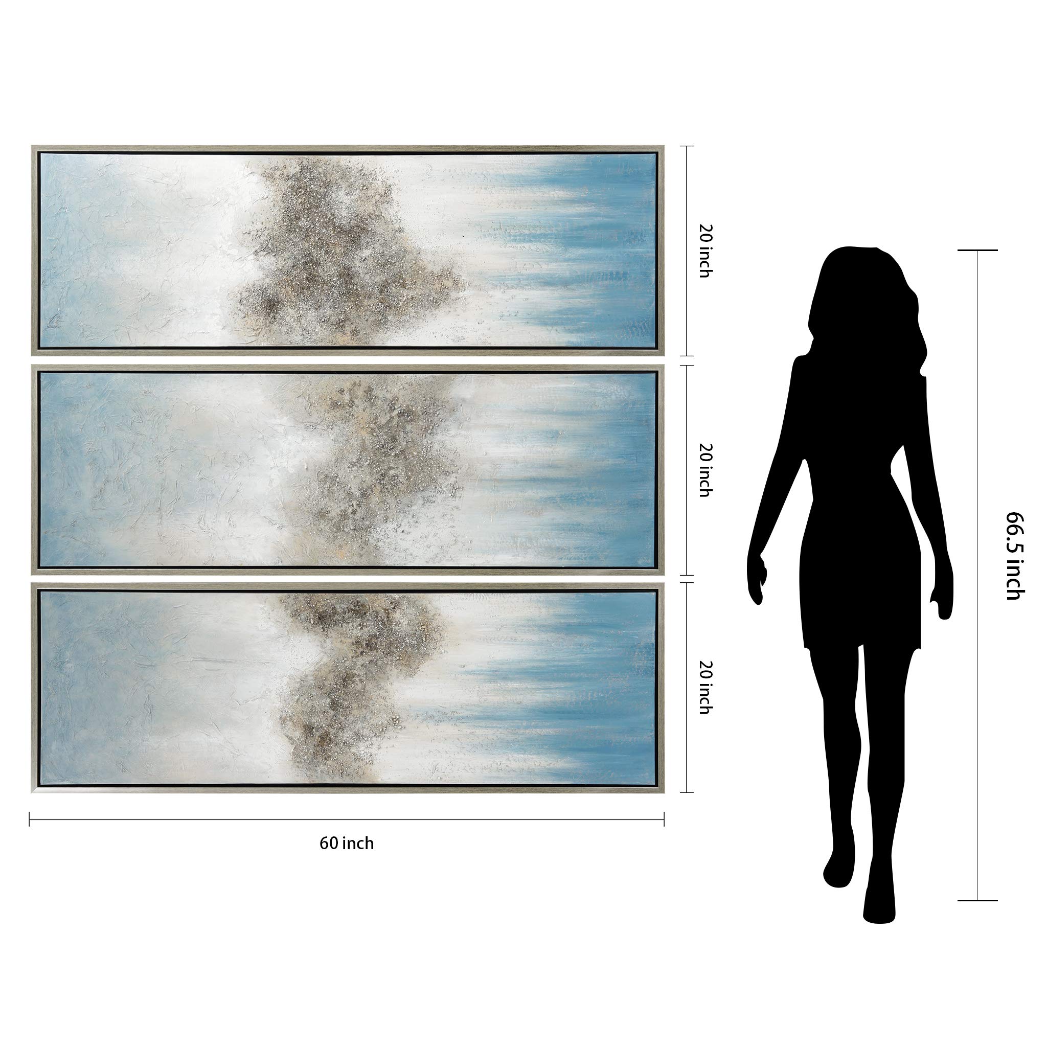 Martin Edwards Abstract Wall Art - Hand Painted Textured Canvas Triptych Set 60x20 Inches - Modern Home & Office Decor for Living Room, Bedroom, Dining Area