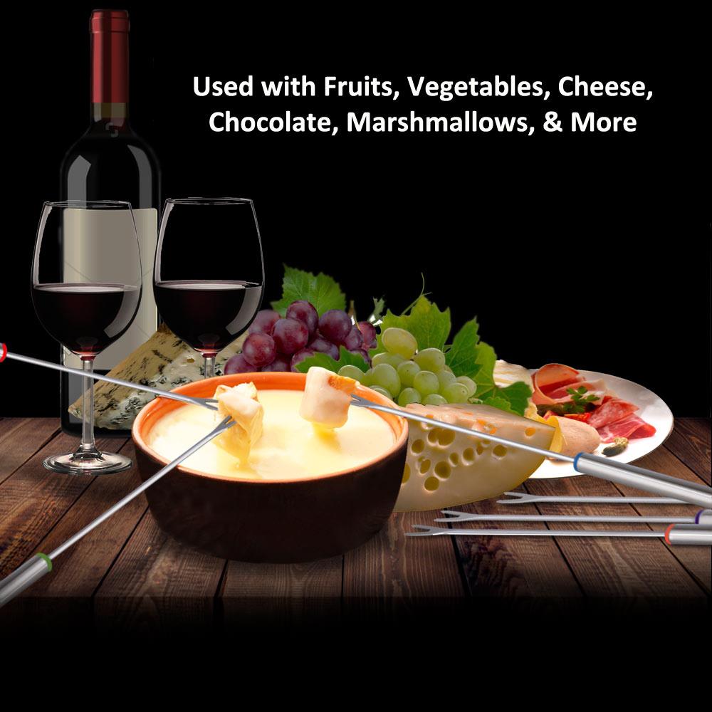 Premium Stainless Steel Fondue Forks Set of 12 - Heat-Resistant Cheese & Chocolate Dipping Skewers for Parties, Desserts & Family Gatherings