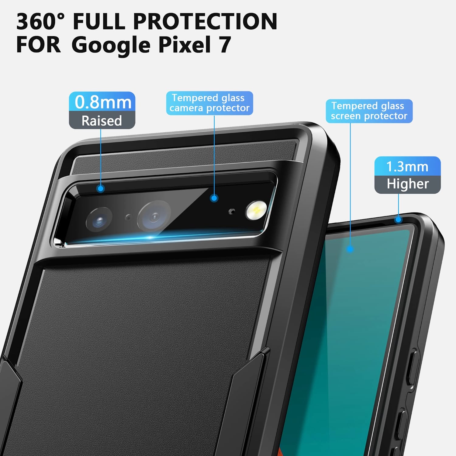 Google Pixel 7 Case - Military Grade Dual Layer Protection | Heavy Duty Full Body Cover | Shockproof & Durable | Perfect for Outdoor Adventures & Daily Use (Black)