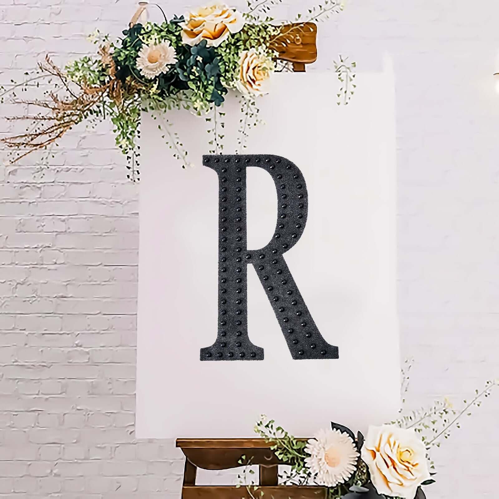 Efavormart 8 Inch Self-Adhesive Black Rhinestone Letter R Stickers - DIY Crafts, Scrapbooking, Graduation Cap Decor, Wedding & Birthday Party Supplies - Perfect for Home Decor, Gift Wrapping, and Personalized Projects