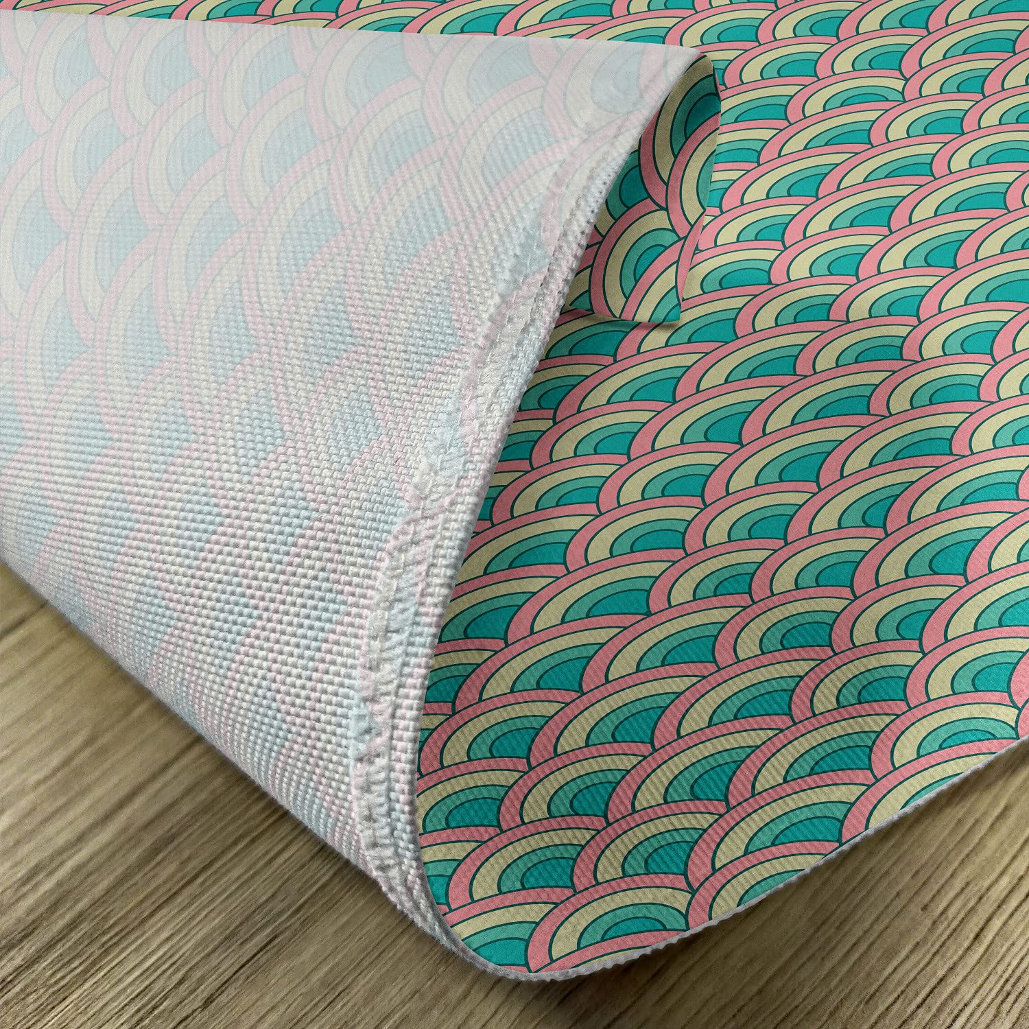 Ambesonne 4-Piece Fish Scale Placemats Set - Abstract Mosaic Geometric Design, Washable Fabric Table Mats for Dining Room & Kitchen Decor in Turquoise, Pale Green & Coral | Perfect for Dinner Parties, Holiday Gatherings & Everyday Use