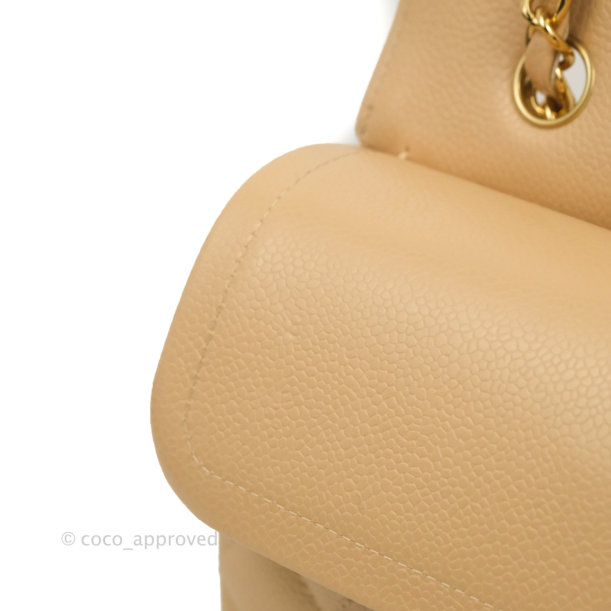 Chanel Classic Medium Flap Bag Quilted Beige Caviar Leather with Gold Hardware - Luxury Crossbody Purse for Women, Perfect for Work, Date Night & Special Occasions