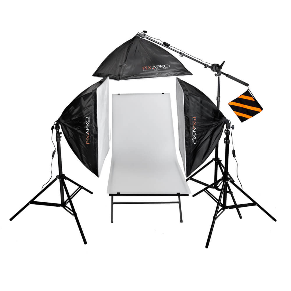 EzyLite Professional 3-Head Boom Stand Kit with 60x100cm Shooting Table - Perfect for Product Photography, YouTube Videos & E-commerce Listings