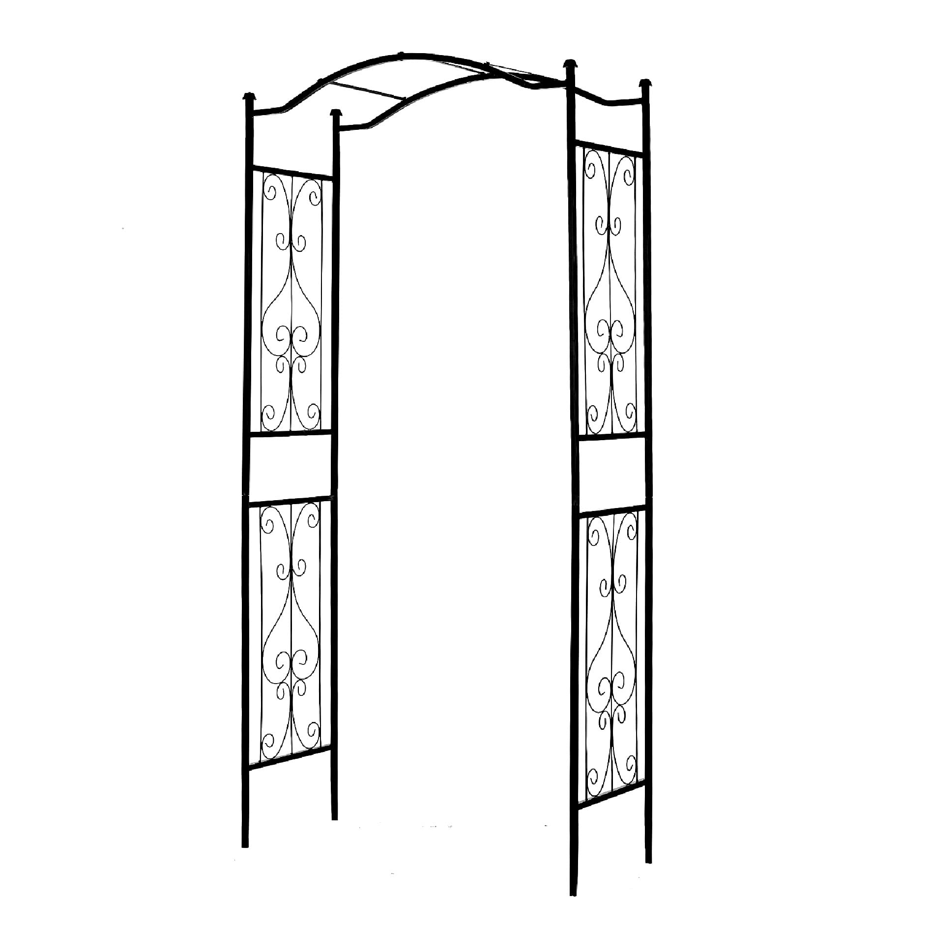 SCENDOR 92'' H x 44'' W Black Metal Garden Arch Arbor Trellis - Durable Iron Climbing Plant Support with Decorative Wire Lattice for Outdoor Vine Plants, Roses & Flowers - Perfect for Backyard, Patio & Wedding Decor
