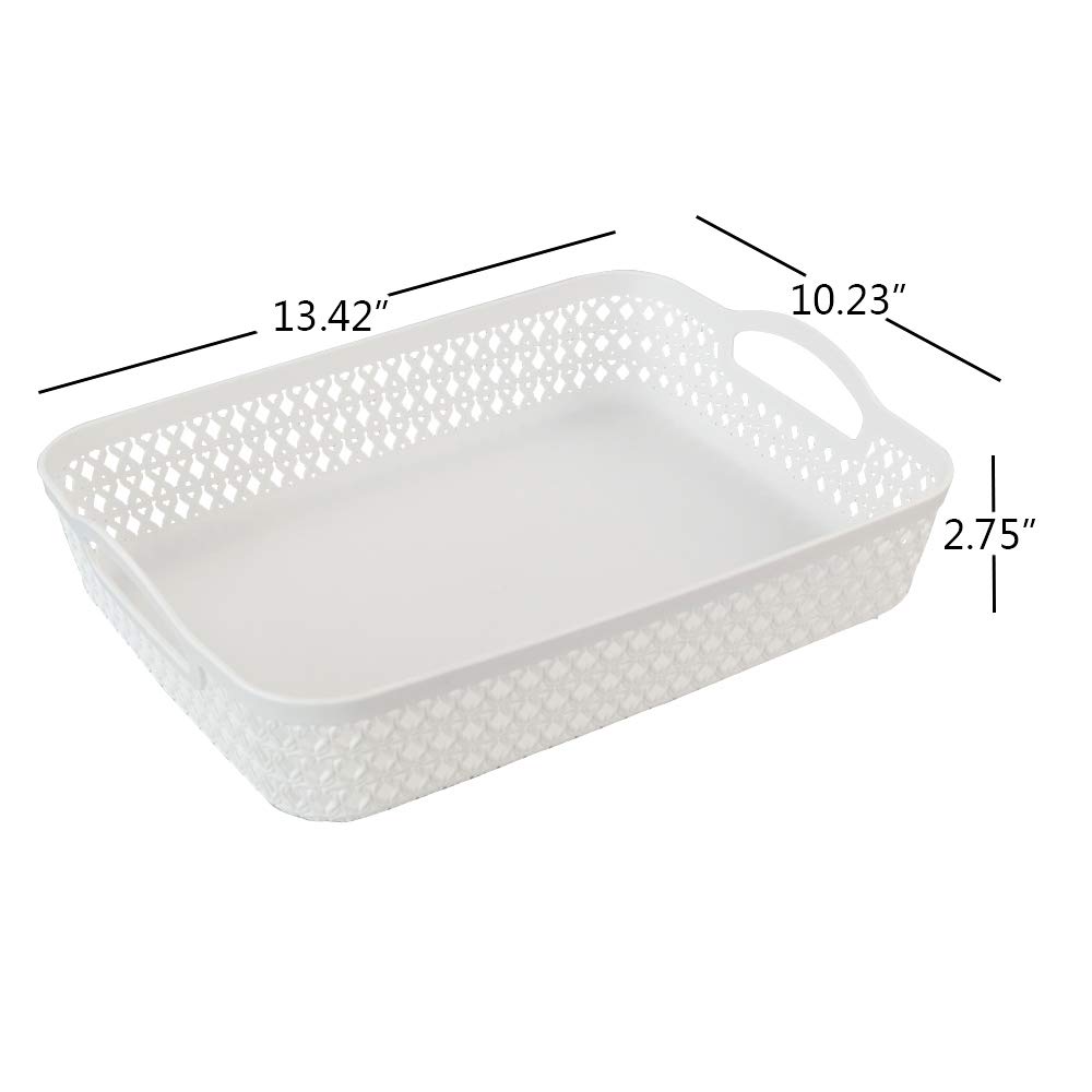 6-Pack Large Plastic Storage Baskets with Handles - Organizer for Home & Office