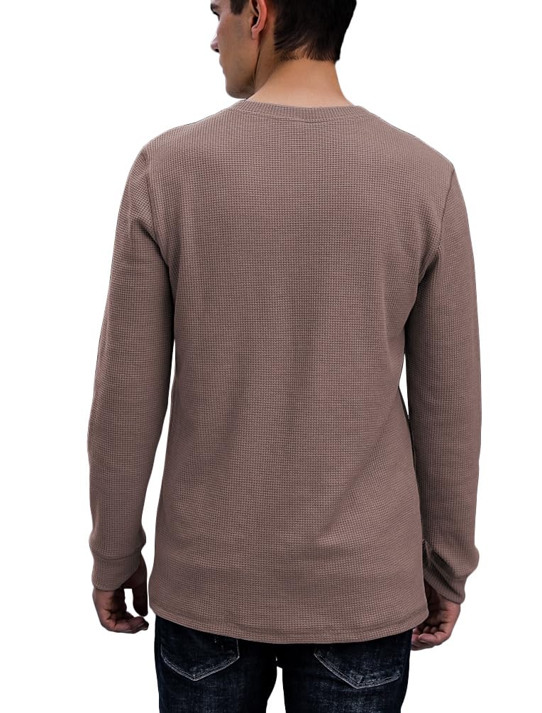 Men's Waffle Long Sleeve Henley Shirt - Soft Cotton Casual Button-Up Top for Fall & Winter | Perfect for Layering, Outdoor Activities & Everyday Wear