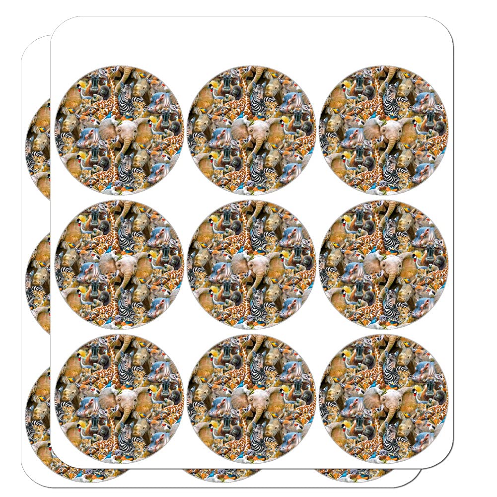 African Animals Zebra Giraffe Elephant Pattern Stickers - Planner, Calendar & Scrapbooking Decorative Supplies for DIY Crafts, Journaling, Bullet Journal, and School Projects