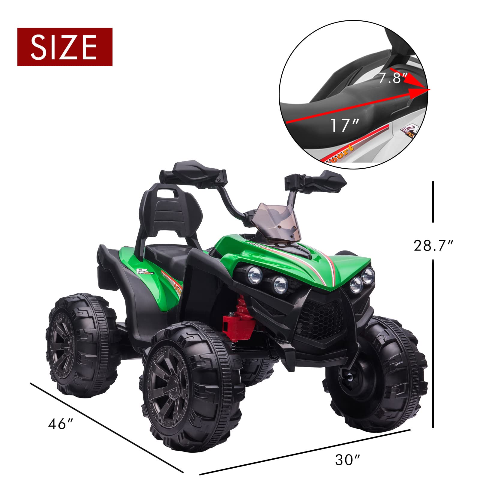 OTTARO 12V Kids Electric ATV Quad Bike - 2 Seater 4 Wheeler Ride-On Toy for Children Ages 3-8 | 17