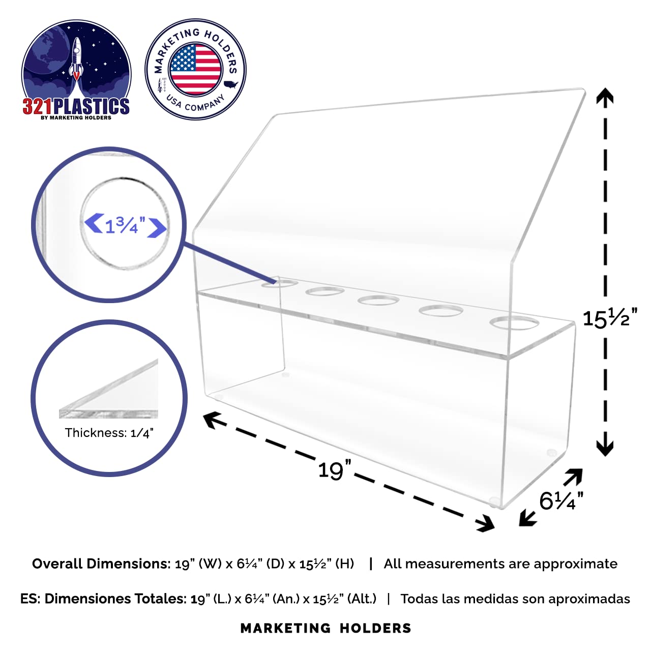 4 Pack Clear Acrylic Ice Cream Cone Holder - 5 Slot Countertop Dessert Display with Slanted Sneeze Guard for Parties, Weddings, Catering Events - Perfect for Ice Cream Shops, Bakeries and Buffet Stations