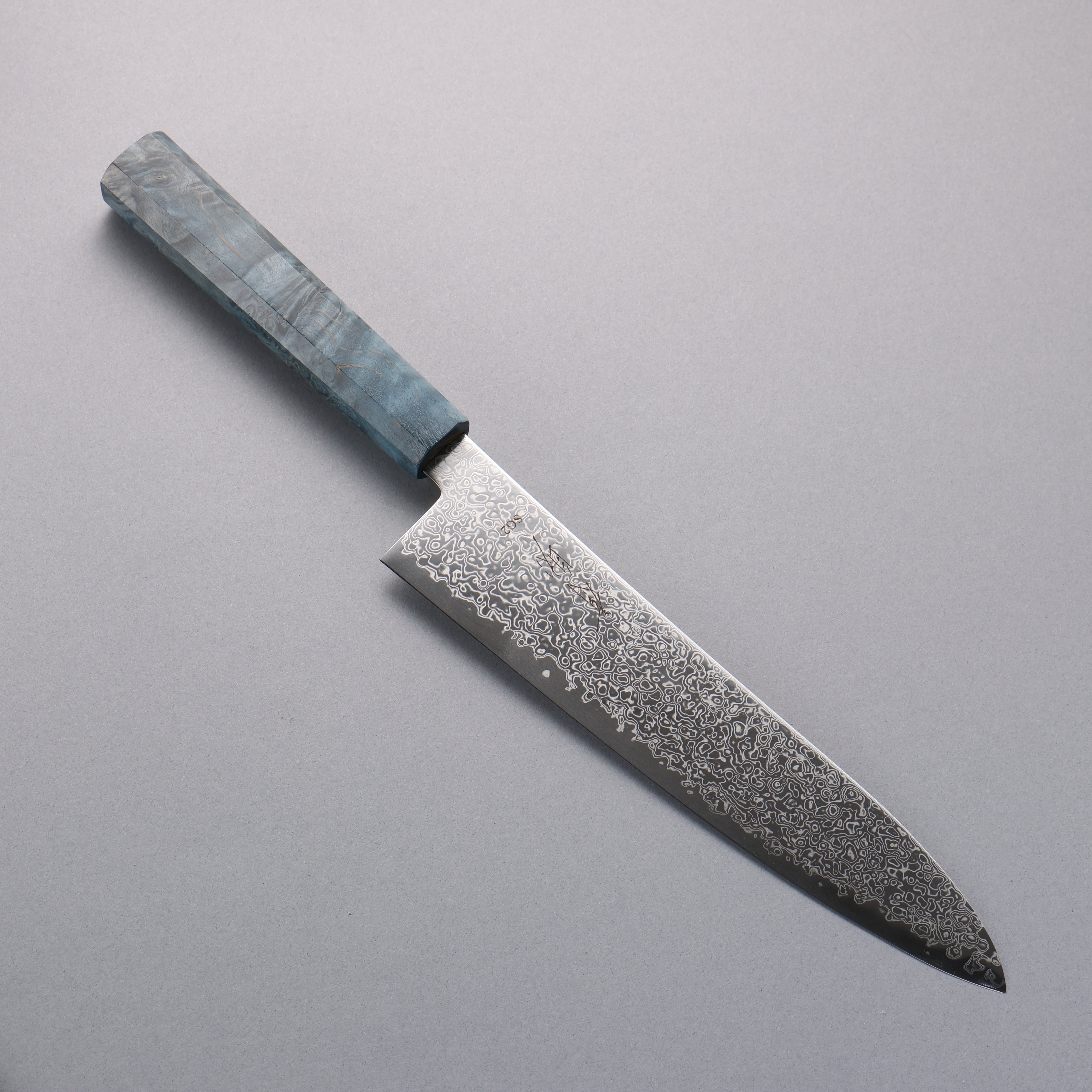 Premium Seisuke SG2 Damascus Gyuto Knife 210mm - Blue Stabilized Wood Handle - Japanese Chef Knife for Professional Cooking, Slicing & Meat Cutting