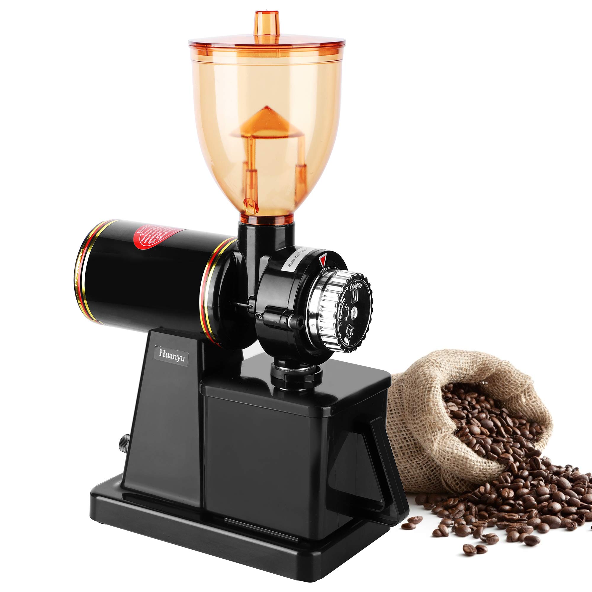 Professional Huanyu 250G Electric Coffee Grinder - 200W Burr Mill with 8 Adjustable Grind Settings for Espresso to French Press, Anti-Jump Design - Perfect for Home & Commercial Use - Ideal for Coffee Shops, Restaurants, and Daily Brewing