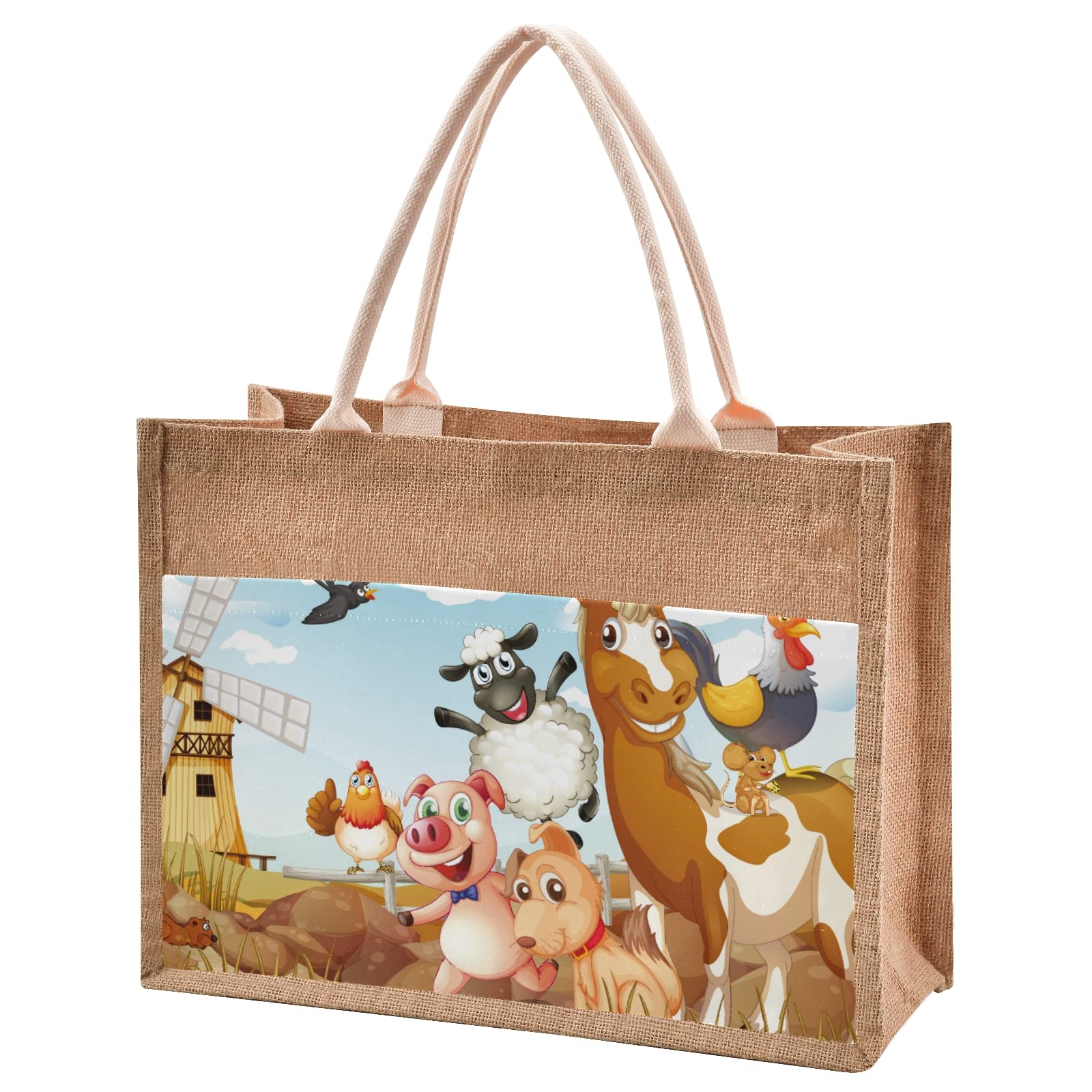 Eco-Friendly Small Burlap Tote Bag for Women - Stylish Reusable Grocery Shopping & Beach Purse - Perfect for Farmers Market, Picnics & Daily Errands