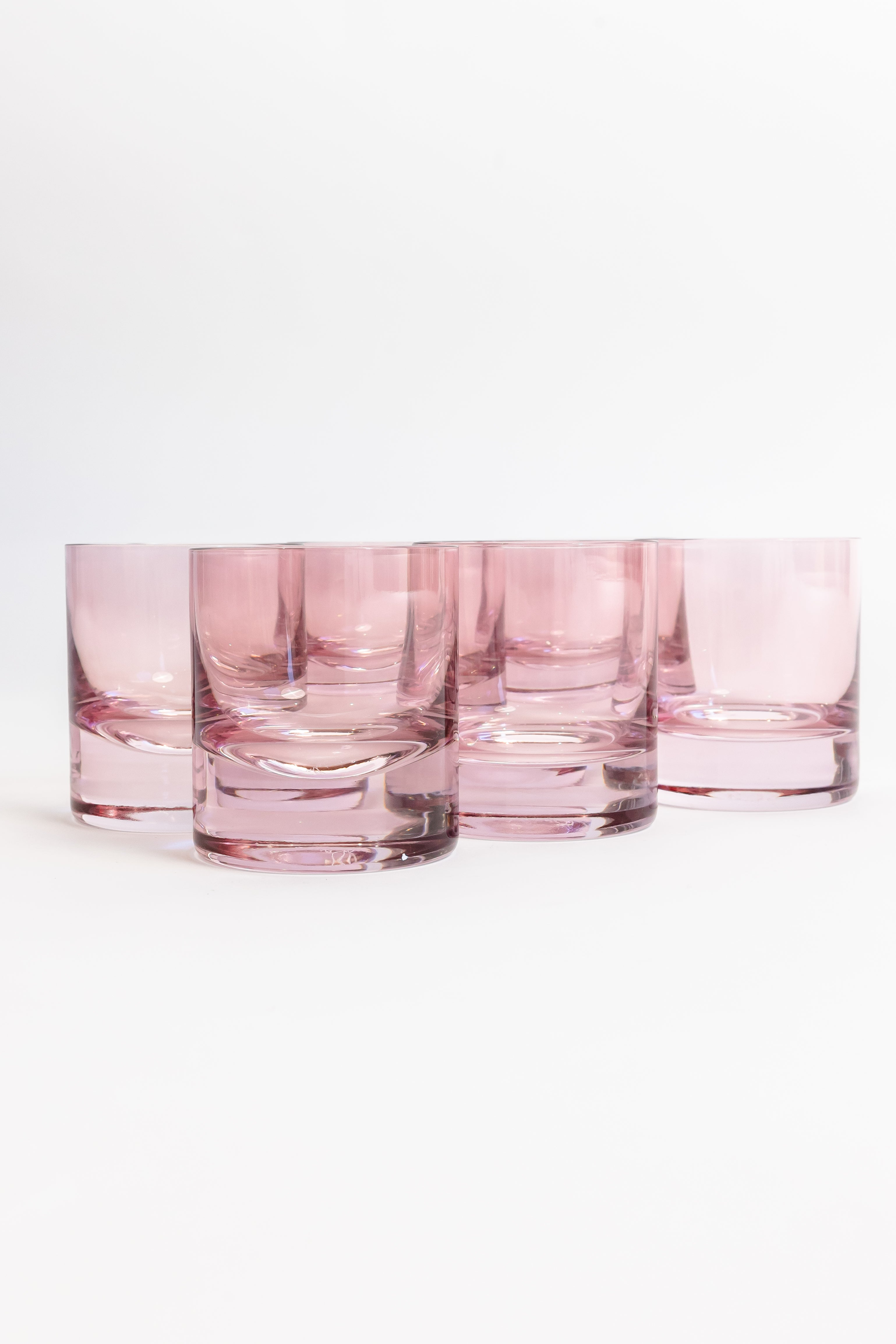 Estelle Colored Rocks Glass Set of 6 - Rose Pink Drinking Glasses for Cocktails, Whiskey & Juice | Perfect for Home Bar, Parties & Gifts